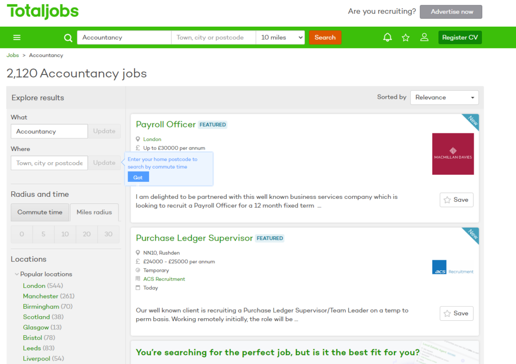 英國找工作網站 total jobs